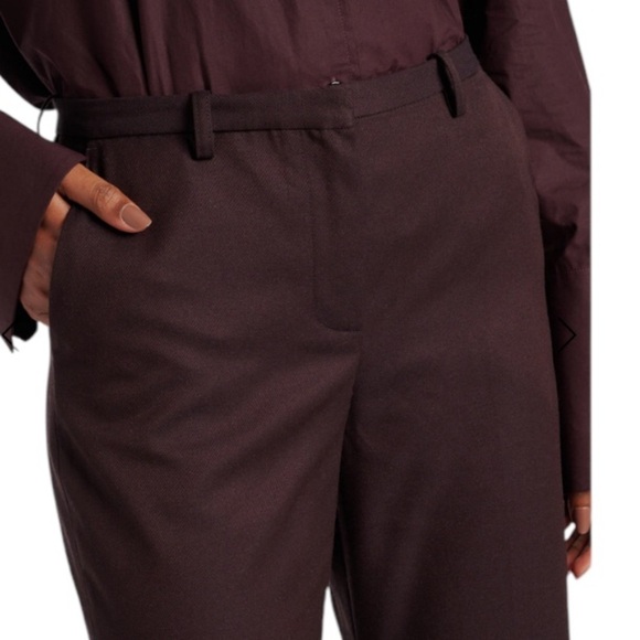 The Frankie Shop NWT Lyra Flared Pants Trousers High Rise Dark Plum Wool Blend - Picture 3 of 12